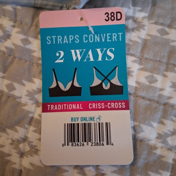 VANITY FAIR 72389 BRA Radiant Convertible WireFree Smooth Blue Striped 38D NWT - Picture 5 of 7